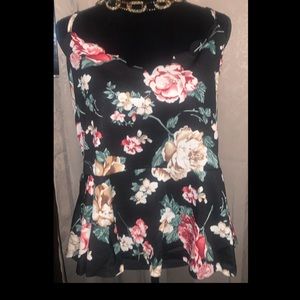 Black with Flowers Pendulum Cami top